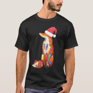 T-shirt Père Noël Fox Christmas Lights Fox Christmas