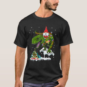 T-shirt Père Noël Gnome à cheval T Rex Renne Lumière de No