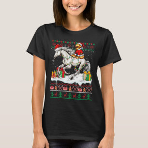 T-shirt Père Noël Golden Retriever équitation Cheval Noël