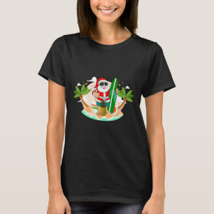 T-shirt Père Noël Hawaïen de Surf ou Noël de plage de surf