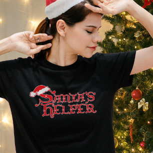 T-shirt père Noël Helper rouge et blanc pour Noël
