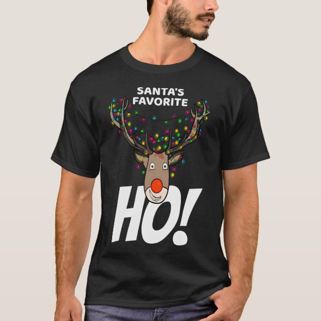 T-shirt Père Noël Ho Favori - Drôle Reindeer de Noël Gif (Devant)