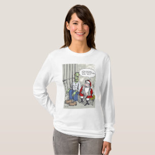 T-shirt Père Noël In Jail, femme chemise blanche à manches