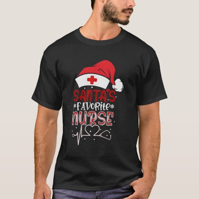 T-shirt Père Noël Infirmière préférée Père Noël Infirmière (Devant)