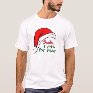T-shirt Père Noël je vote pour la bière fun Christmas Shir