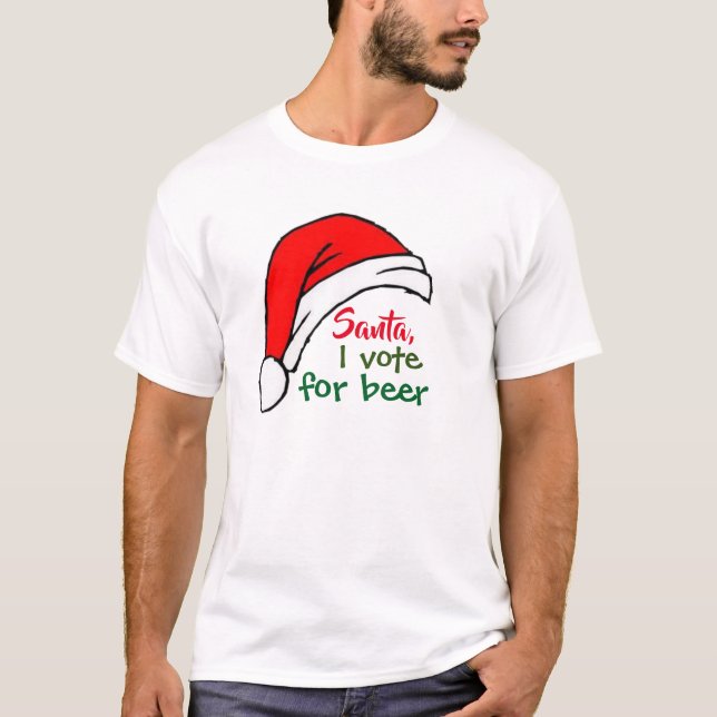 T-shirt Père Noël je vote pour la bière fun Christmas Shir (Devant)