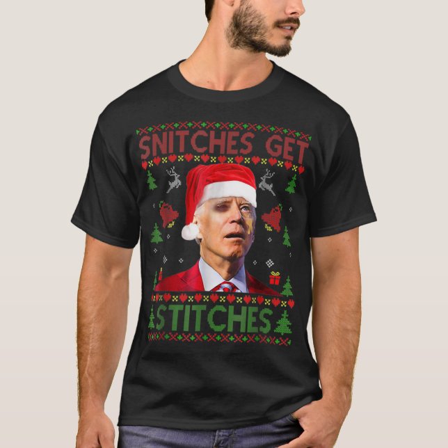 T-shirt Père Noël Joe Biden Snitches-Get-Stitches Noël Ug (Devant)