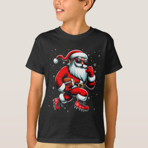 T-shirt Père Noël jouant au football hommes garçons footba