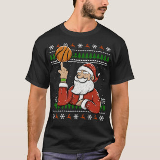 T-shirt Père Noël Jouer Basketball Noël cool moche basebal