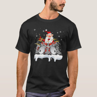 T-shirt père Noël Jouer Drum amusant Père Noël Drum Lover