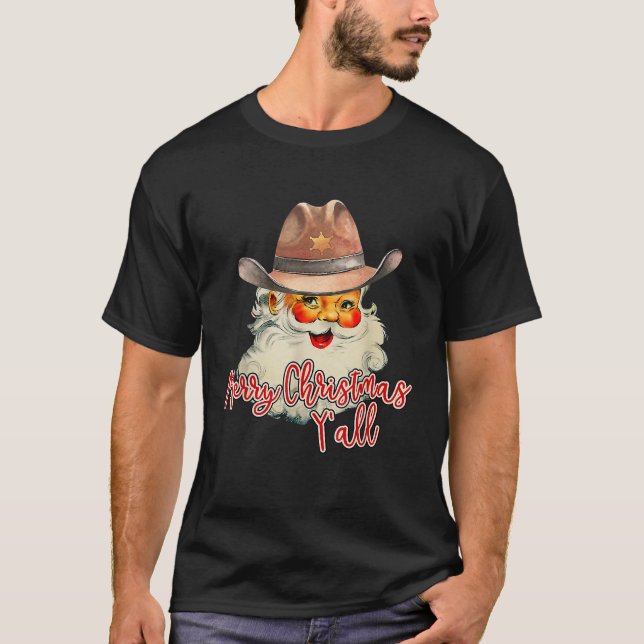 T-shirt Père Noël Joyeux Noël Yall Western Pays C (Devant)
