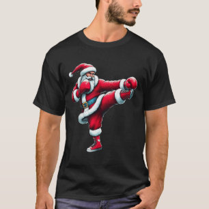 T-shirt Père Noël Kickboxing Boxe Pieds Cool Sports Christ
