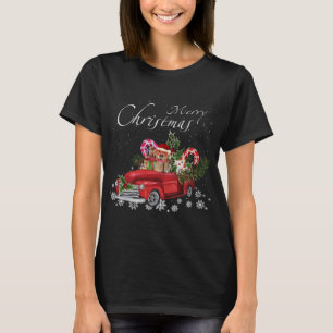 T-shirt Père Noël Labrador Chien équitation Camion Rouge M