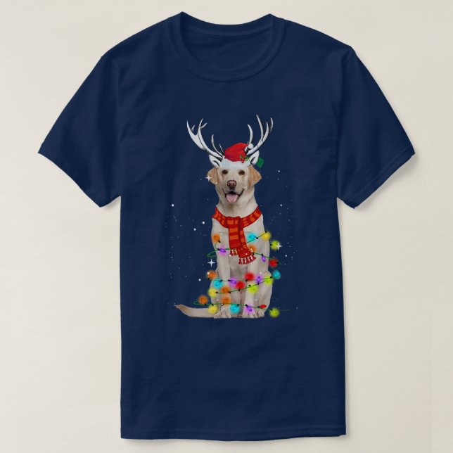 T-shirt Père Noël Labrador Retriever Reindeen Light Christ (Design devant)
