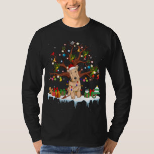 T-shirt Père Noël Lakeland Terrier Dog portant le Casquett