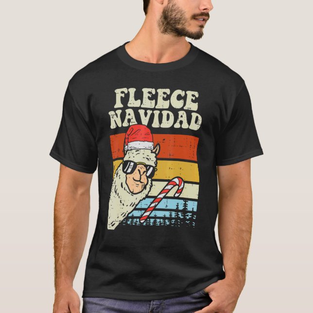 T-shirt Père Noël Llama Fleece Navidad Alpaca Noël Noël No (Devant)