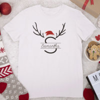 Père Noël moderne Monogram Antler Noël Nom personn