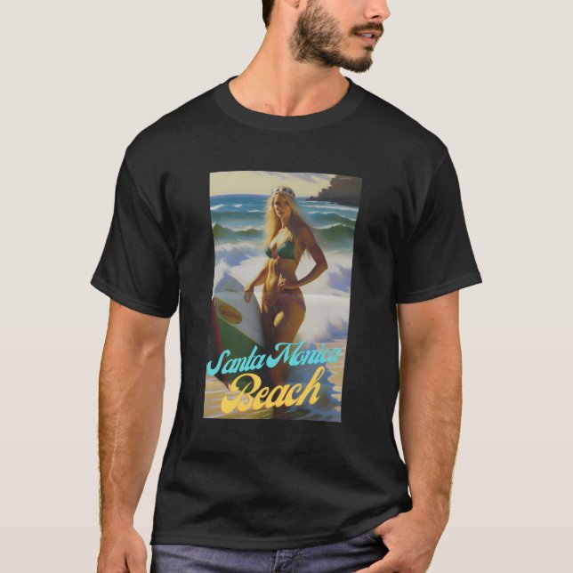 T-shirt Père Noël Monica Beach California Parasdies Beauti (Devant)