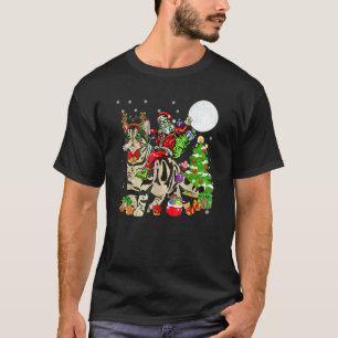 T-shirt Père Noël montant un chat American Shorthair renne