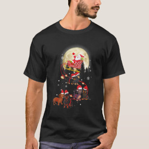 T-shirt Père Noël montant un teckel rennes chien Noël