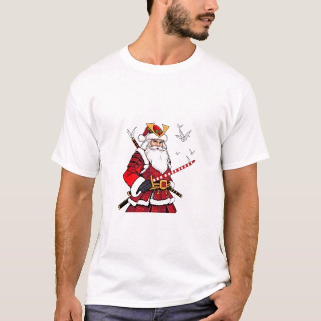 T-shirt Père Noël Noël Santa Claus japonais Art Samurai (Devant)