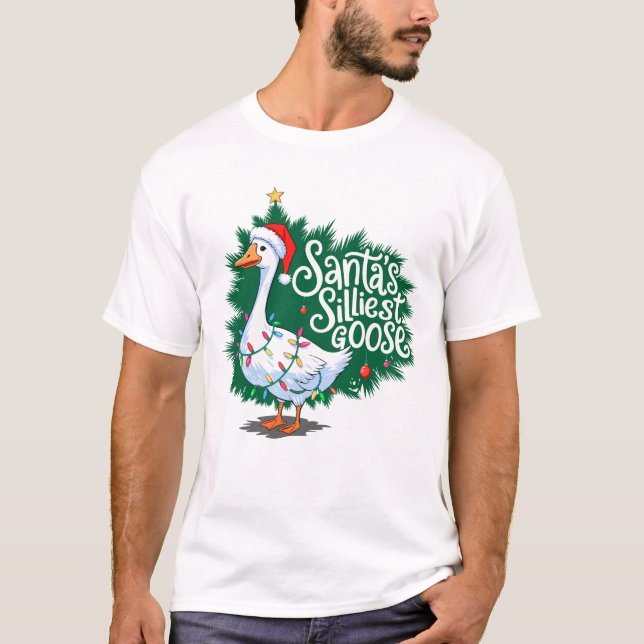 T-shirt Père Noël Oie la plus brillante Drôle Oie Noel (Devant)