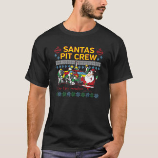 T-shirt Père Noël Pit Crew Race Car Vilain Noël