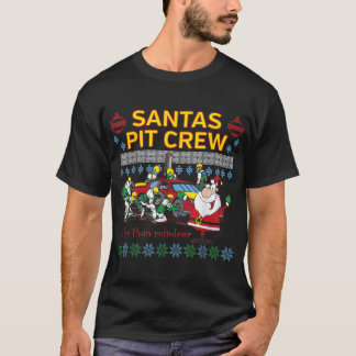 T-shirt Père Noël Pit Crew Race Car Vilain Noël