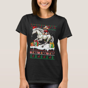T-shirt Père Noël Poodle équitation Cheval de Noël Sweater