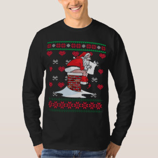 T-shirt Père Noël Pooping Down Chimney Douleur moche de No