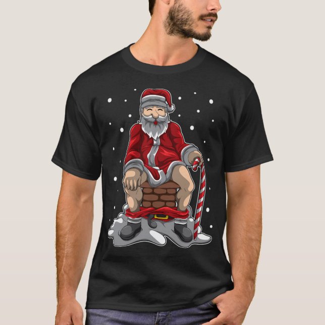 T-shirt Père Noël Poops À Chimney - Représailles De Noël (Devant)