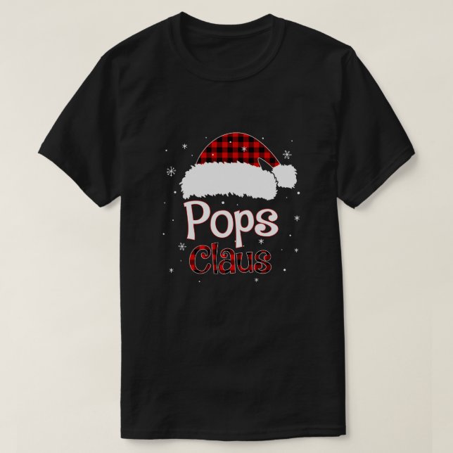 T-shirt Père Noël Pops Claus Red Plaid Family Pajamas Chri (Design devant)