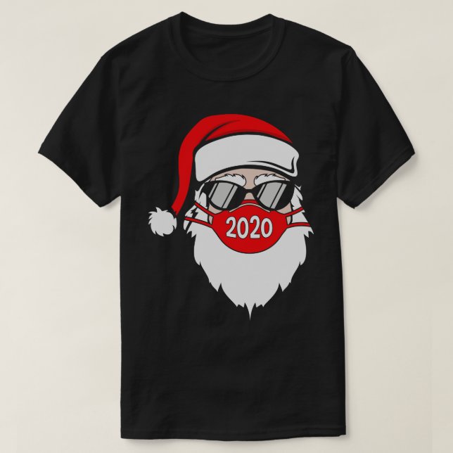 T-shirt Père Noël Porter le masque et les lunettes Drôle d (Design devant)