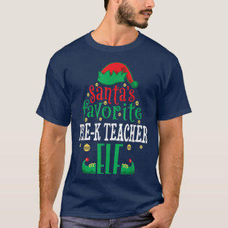 T-shirt Père Noël PréK prés favori enseignant Elf Christma