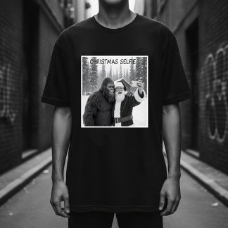 T-shirt Père Noël prenant un selfie avec photo de Bigfoot