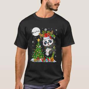 T-shirt Père Noël Reindeder Panda Noël Arbre Lumières Love