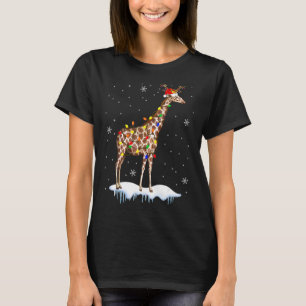 T-shirt Père Noël Reindeer Giraffe Xmas Light Père Noël Re