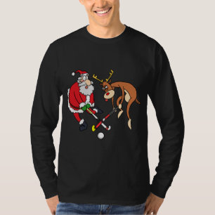 T-shirt Père Noël Reindeer Jouer Joueur De Hockey De Terra