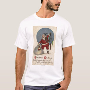 T-shirt Père Noël remplissant bas au bord