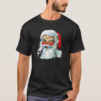 T-shirt Père Noël rétro avec barbe et tuyau