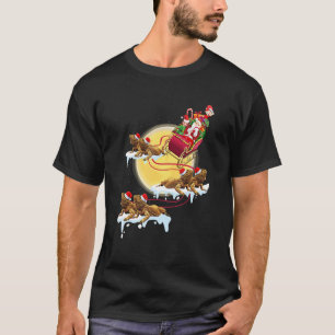 T-shirt Père Noël Riding Beared Dragon Noël Pour Reptile