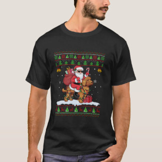 T-shirt Père Noël Riding Cockapoo Chien style de pull de N