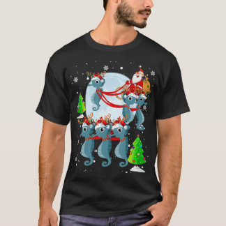 T-shirt Père Noël Riding Reindeer Père Noël Seahorse Sleig