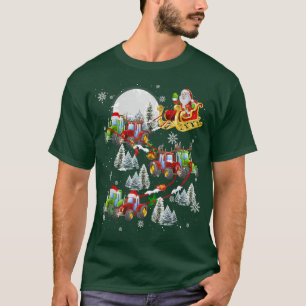 T-shirt Père Noël Riding Reindeer Père Noël Tractor Sleigh