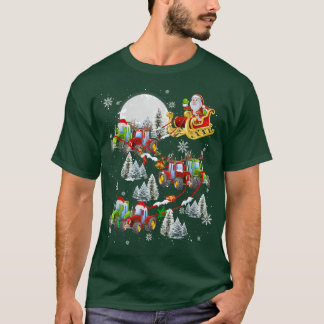 T-shirt Père Noël Riding Reindeer Père Noël Tractor Sleigh