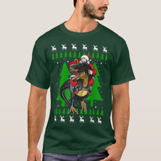 T-shirt Père Noël Riding T Re Dinosaur Cadeaux Dino laide