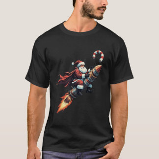 T-shirt Père Noël Rocket Ride : Sucre de canne Christmas A