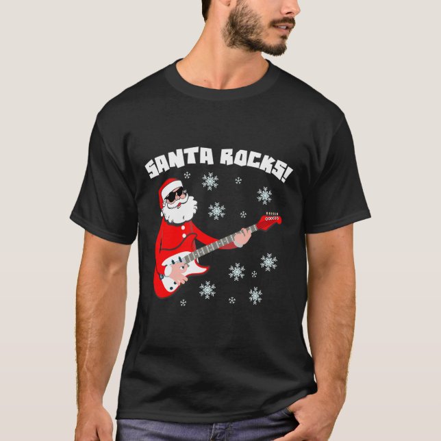 T-shirt Père Noël Rocks Cadeau de Noël (Devant)