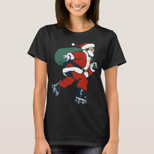 T-shirt Père Noël Roller Skater Funny Christmas Skater Kid