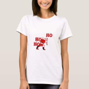 T-shirt Père Noël rouge et blanc Marcher Ho Ho Art Imprime
